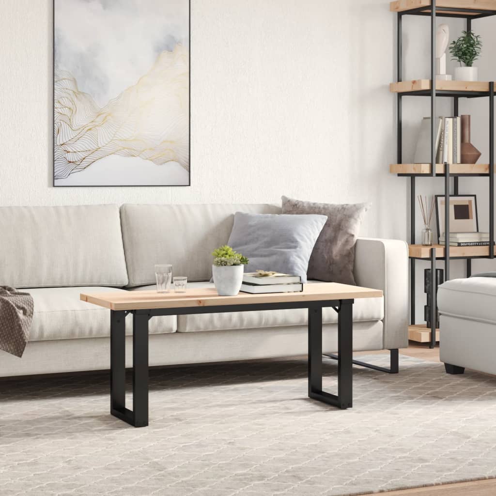 Coffee table, 110x40x45.5cm, pine and steel, O-shaped frame