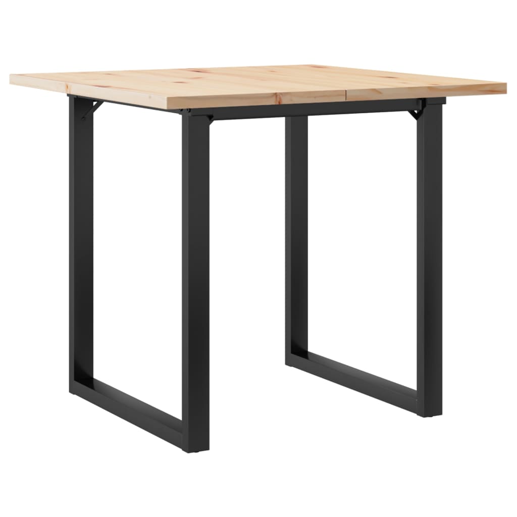 Valgomojo stalas, 80x80x75,5cm, pušis ir plieninis, O formos rėmas
