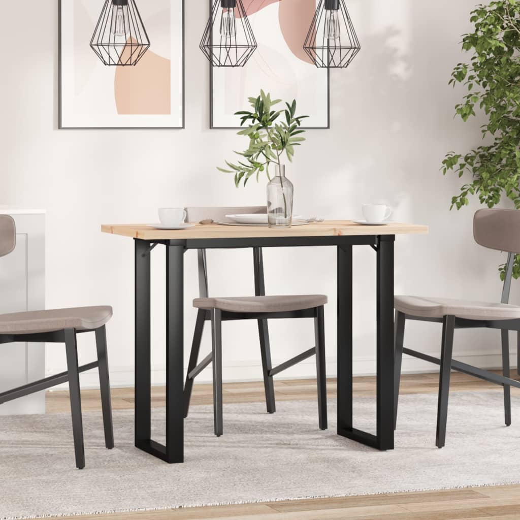 Valgomojo stalas, 100x50x75,5cm, pušis ir plieninis, O formos rėmas