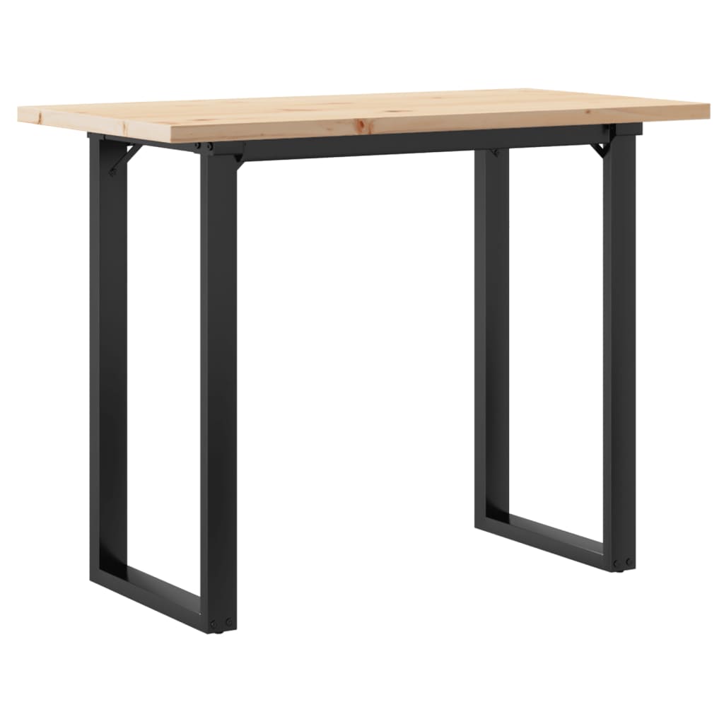 Valgomojo stalas, 100x50x75,5cm, pušis ir plieninis, O formos rėmas