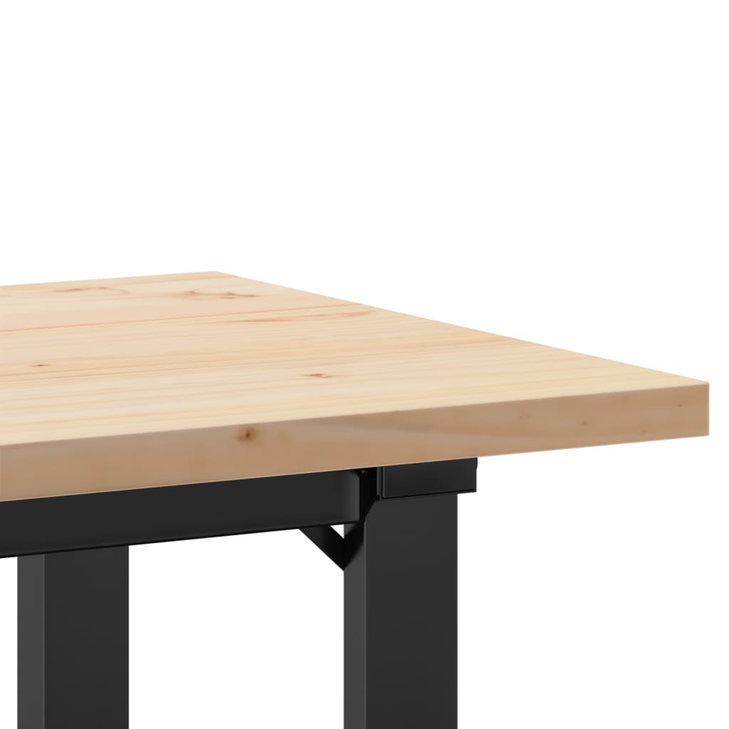 Valgomojo stalas, 100x50x75,5cm, pušis ir plieninis, O formos rėmas