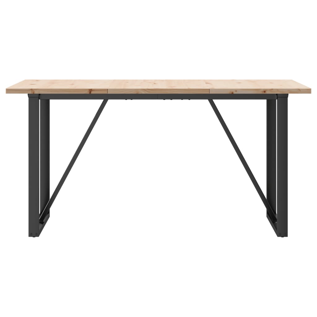 Dining table, 160x80x75.5cm, pine and steel, O-shaped frame