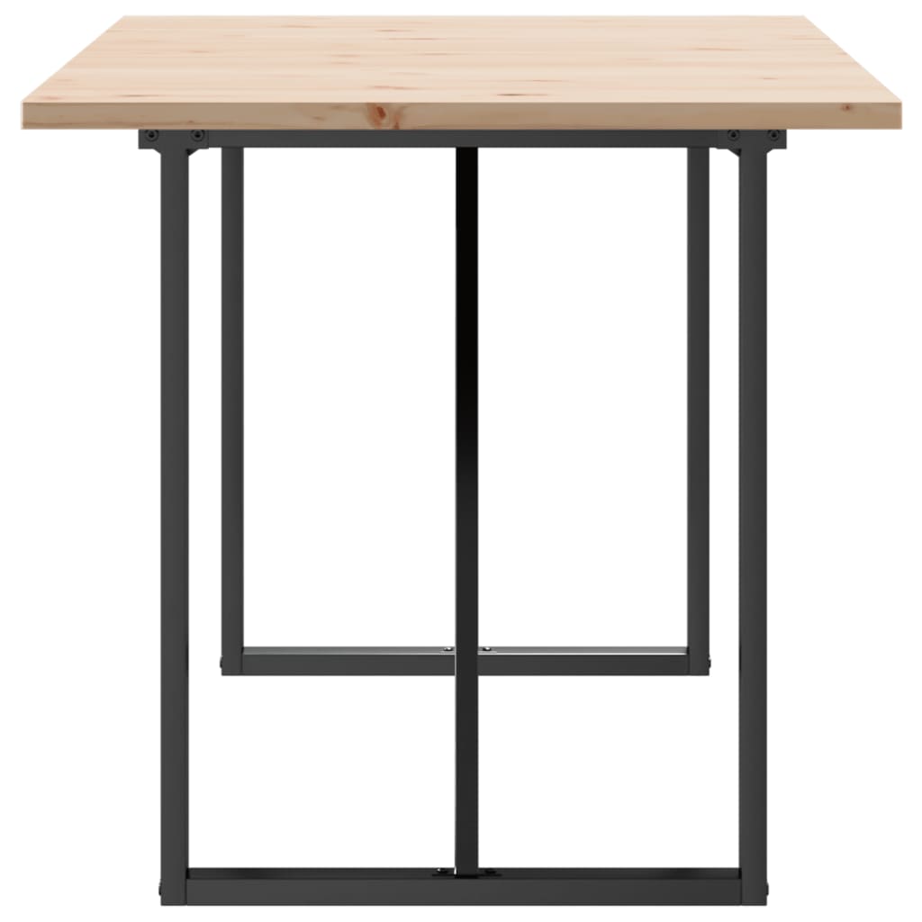 Dining table, 160x80x75.5cm, pine and steel, O-shaped frame