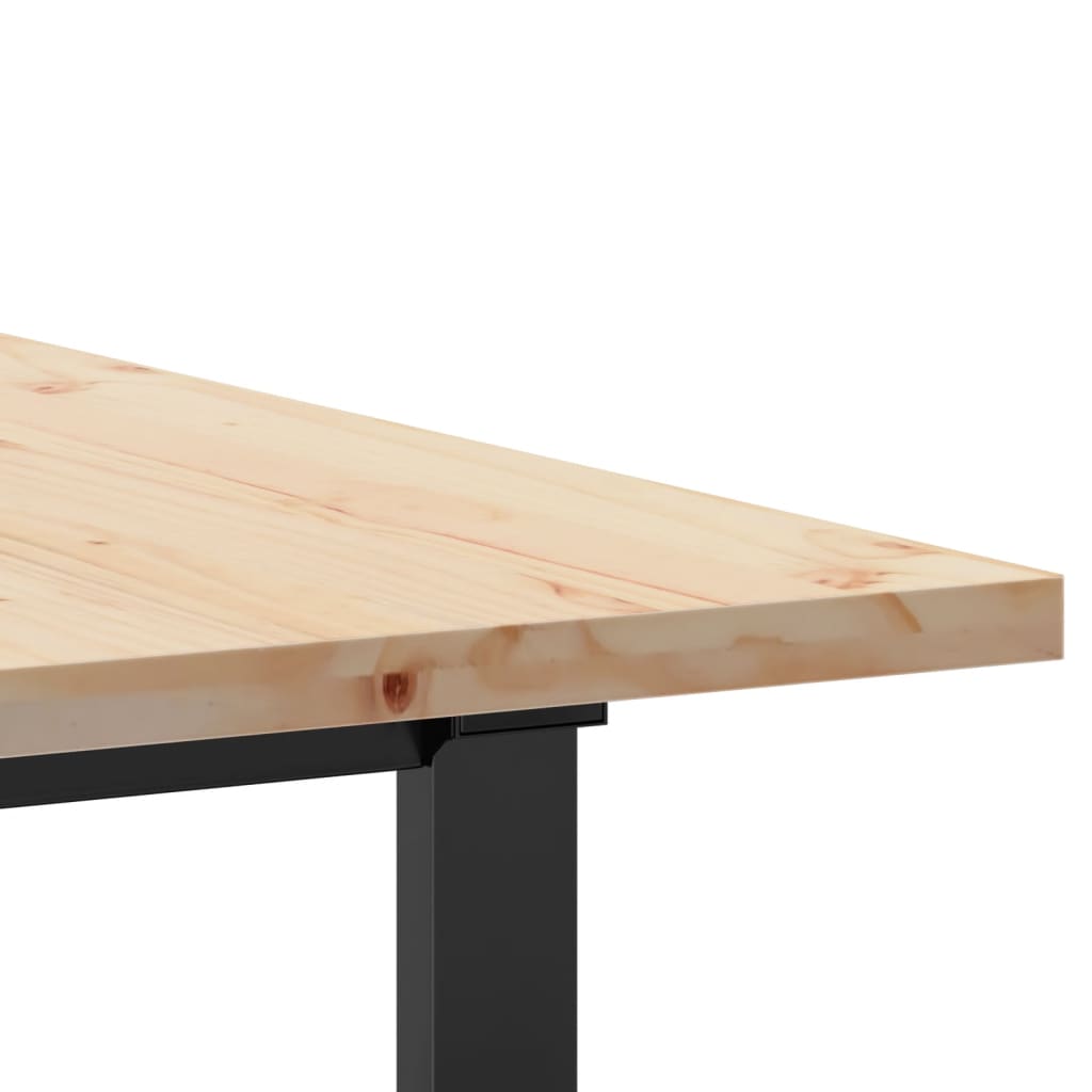 Dining table, 160x80x75.5cm, pine and steel, O-shaped frame