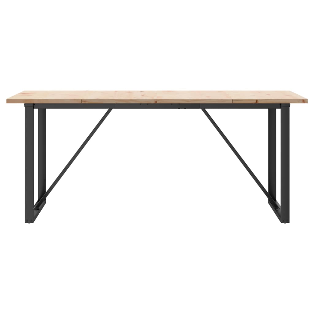 Dining table, 180x90x75.5cm, pine and steel, O-shaped frame