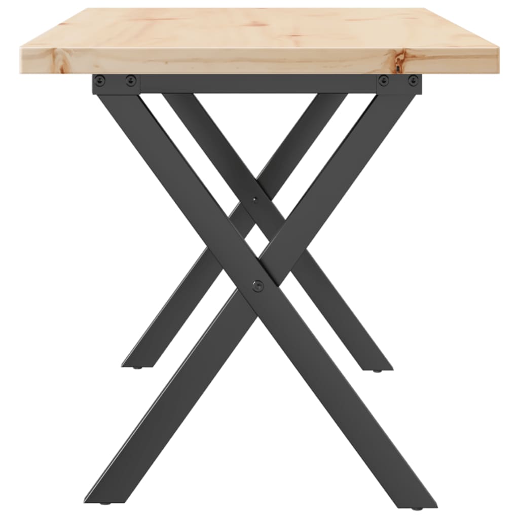 Coffee table, 100x50x45.5cm, pine and steel, X-shaped frame