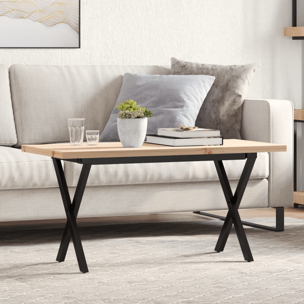 Coffee table, 100x50x45.5cm, pine and steel, X-shaped frame