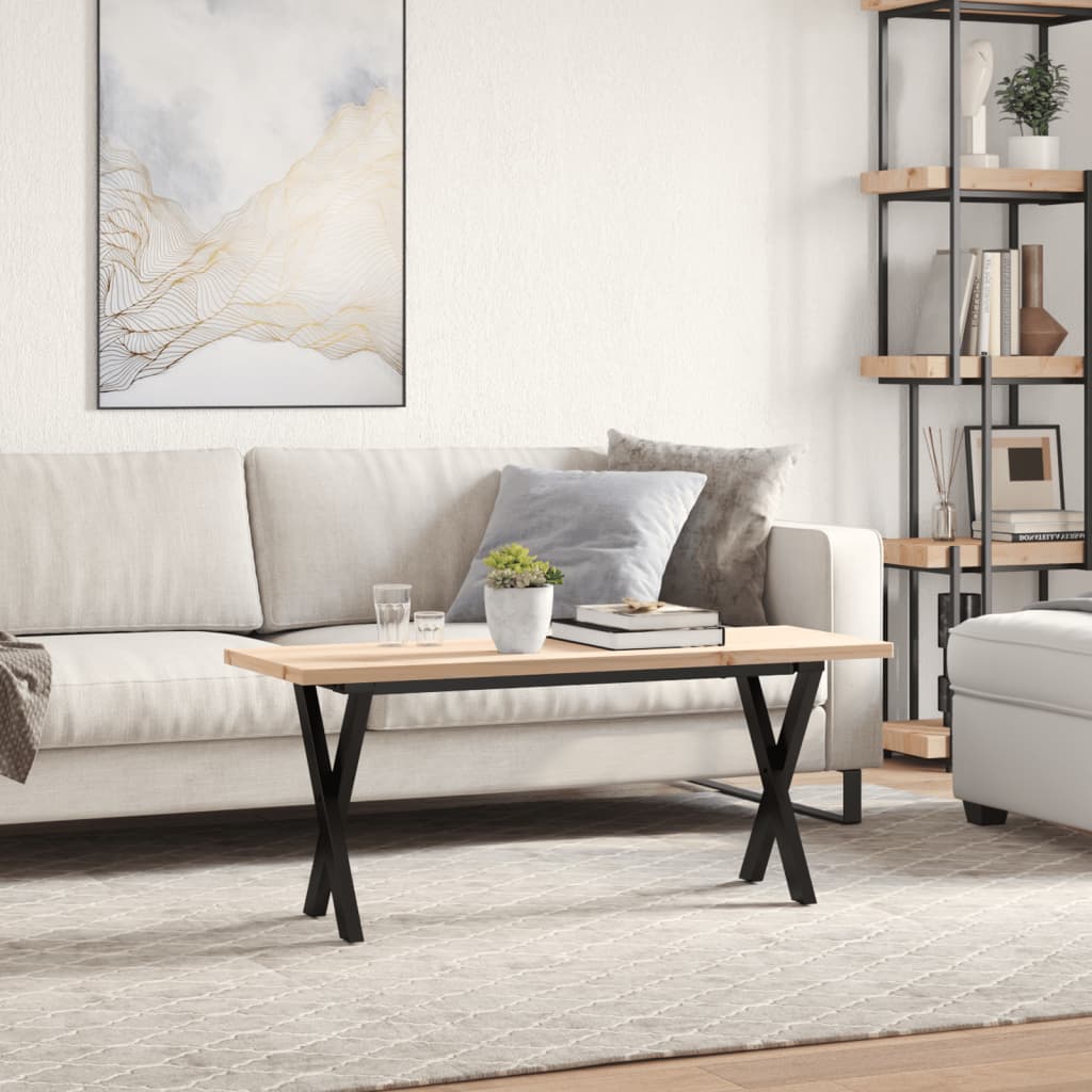 Kafijas galdiņš, 110x40x45,5cm, priede un tērauda, X formas rāmis