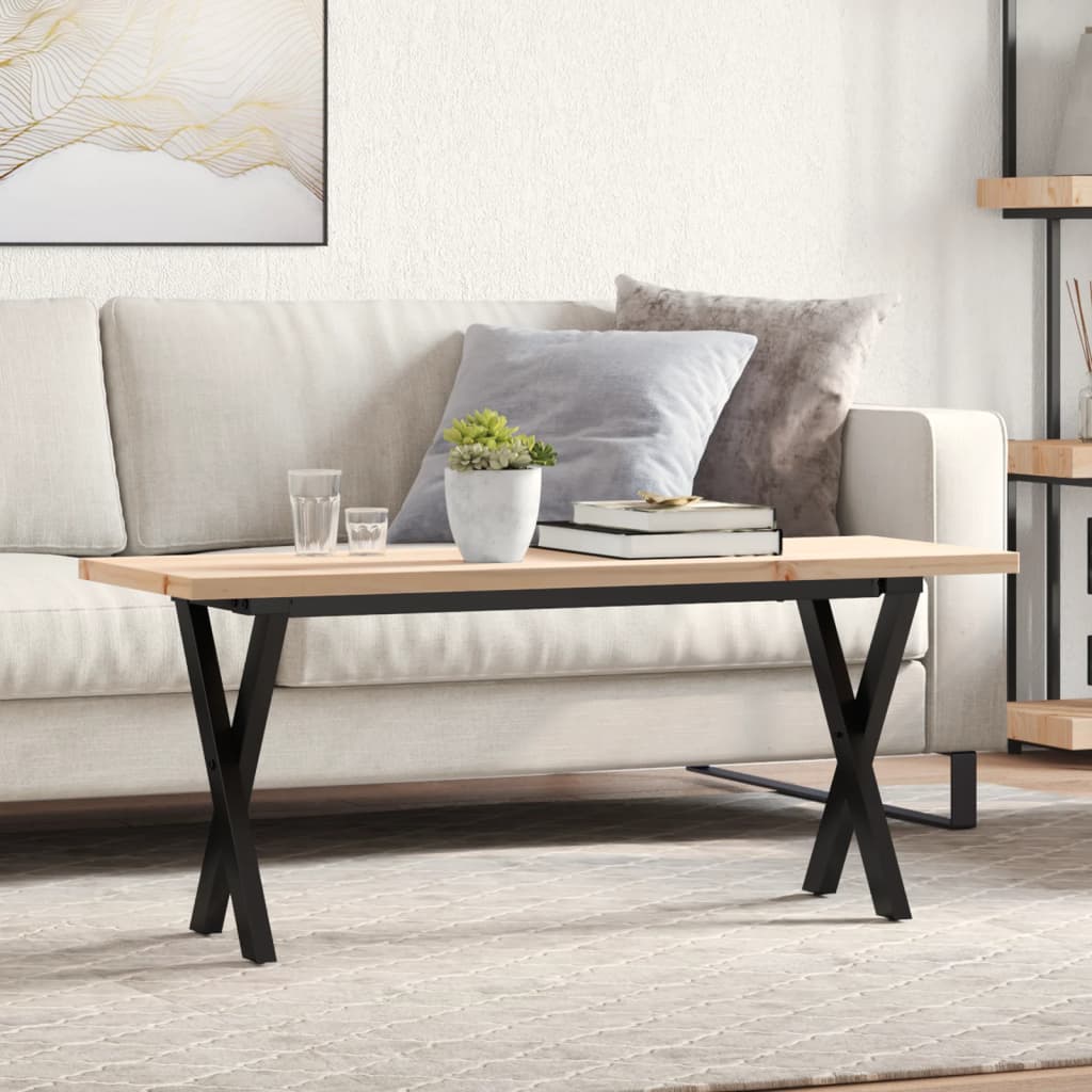 Kafijas galdiņš, 110x40x45,5cm, priede un tērauda, X formas rāmis