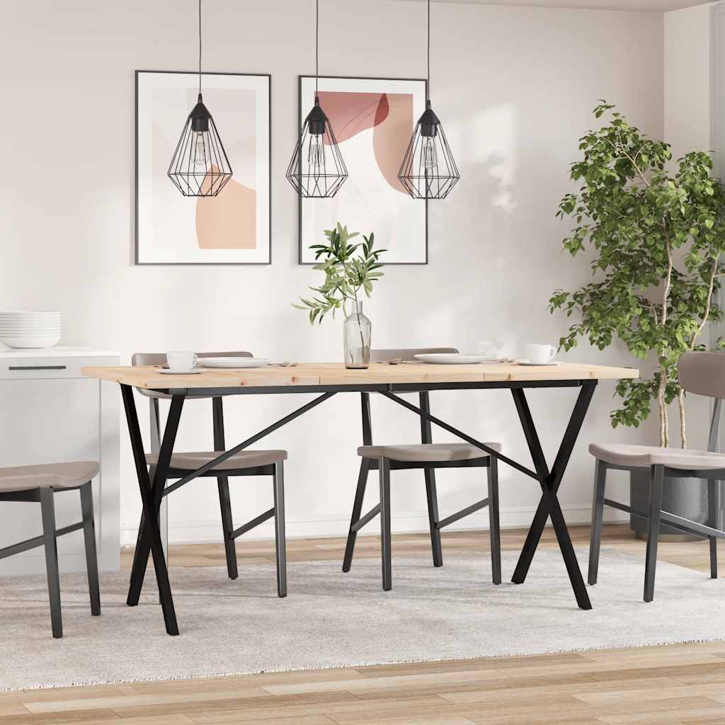Dining table, 140x80x75.5cm, pine and steel, X-frame