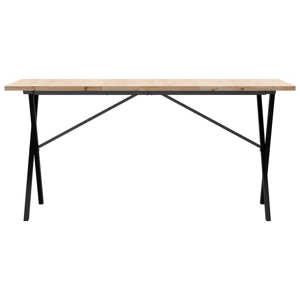 Dining table, 140x80x75.5cm, pine and steel, X-frame