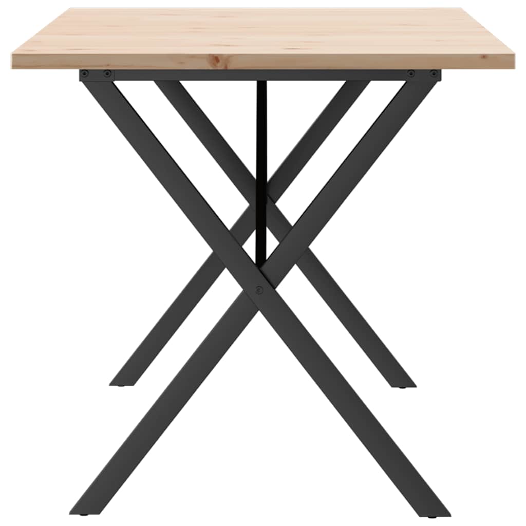Dining table, 140x80x75.5cm, pine and steel, X-frame