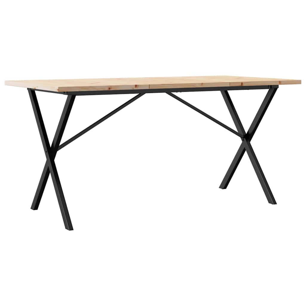 Dining table, 140x80x75.5cm, pine and steel, X-frame