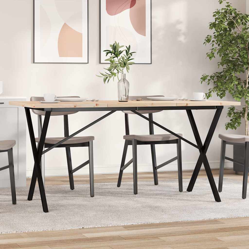 Dining table, 140x80x75.5cm, pine and steel, X-frame