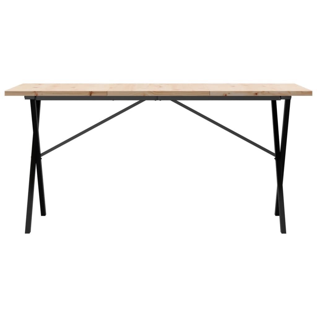 Pusdienu galds, 160x80x75,5cm, priede un tērauda, X veida rāmis