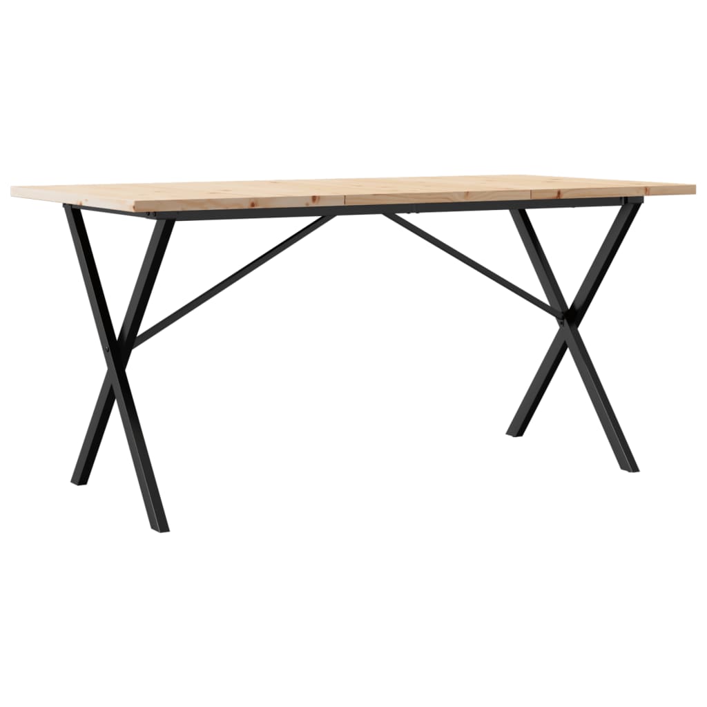 Pusdienu galds, 160x80x75,5cm, priede un tērauda, X veida rāmis