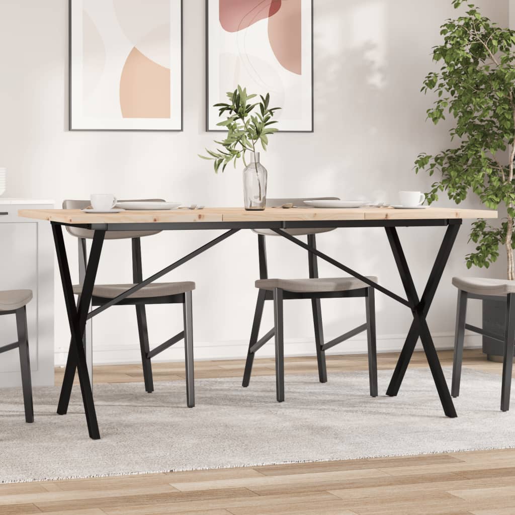 Pusdienu galds, 160x80x75,5cm, priede un tērauda, X veida rāmis