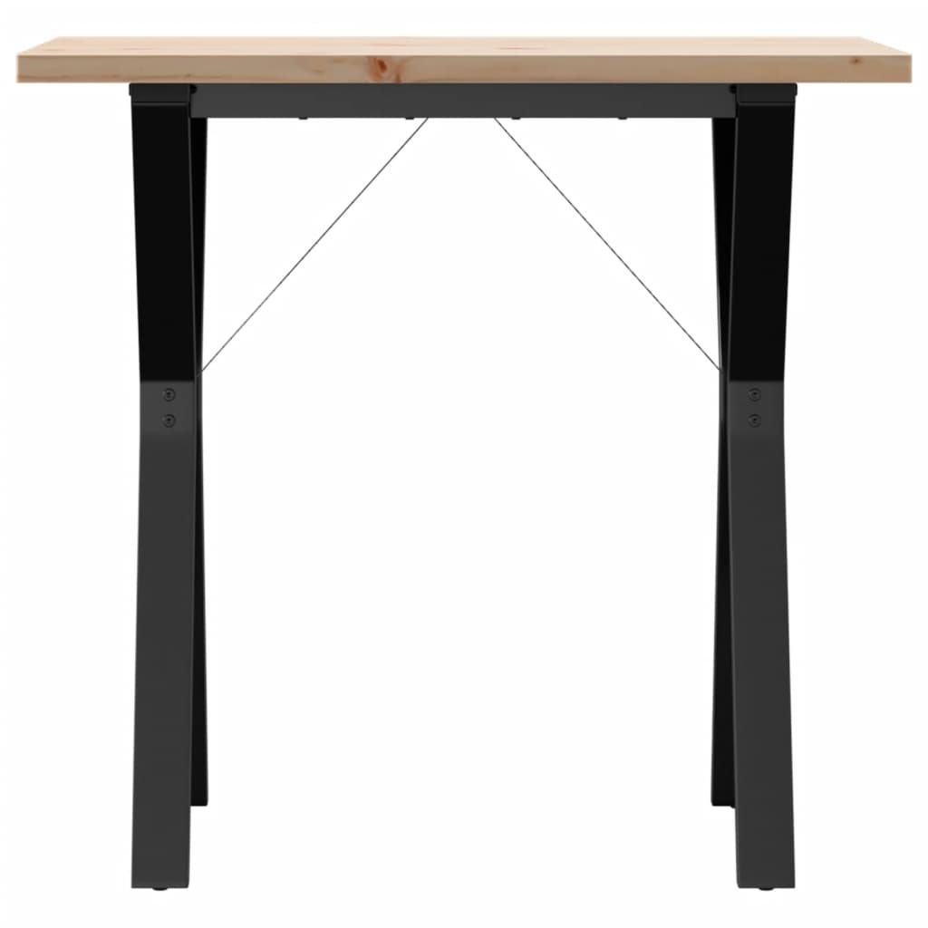Valgomojo stalas, 80x50x75,5cm, pušis ir plieninis, Y formos rėmas