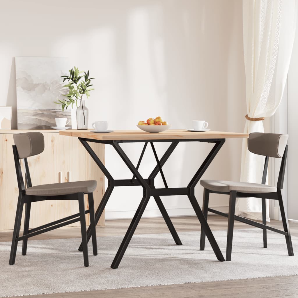 Valgomojo stalas, 90x90x75,5cm, pušis ir plieninis, Y formos rėmas