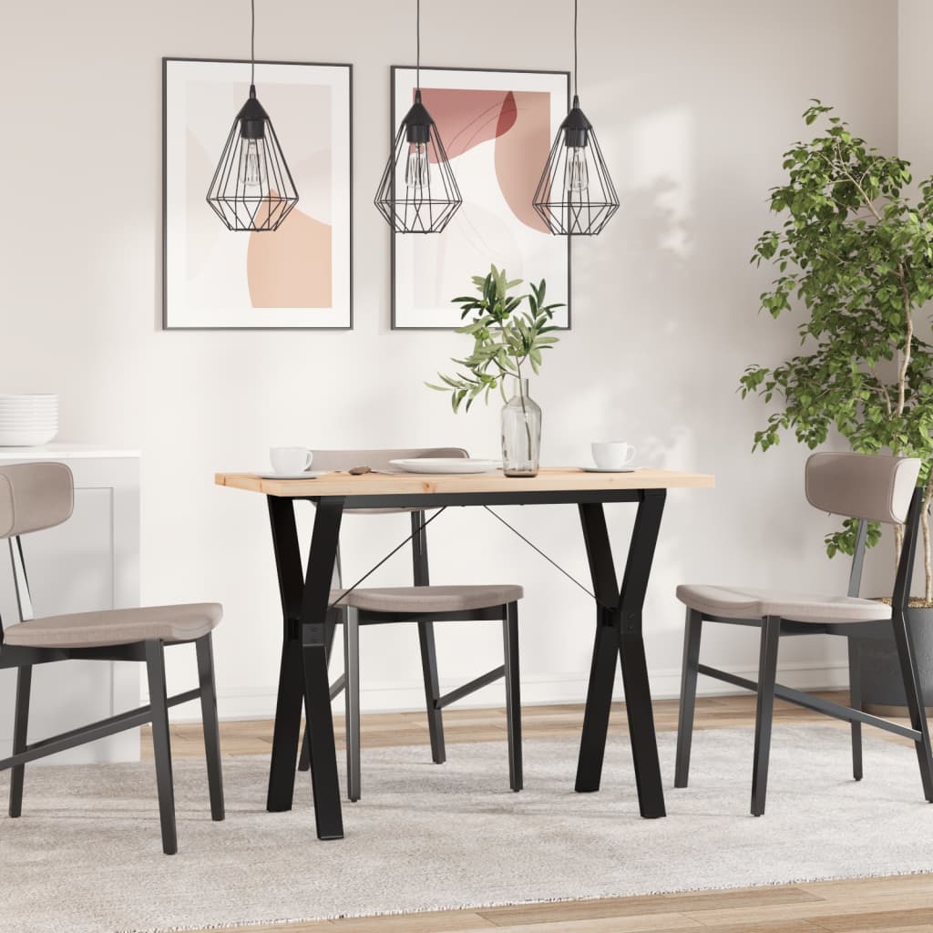 Valgomojo stalas, 100x50x75,5cm, pušis ir plieninis, Y formos rėmas