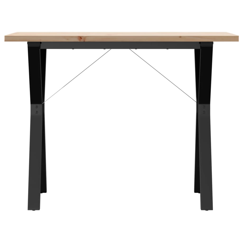 Valgomojo stalas, 100x50x75,5cm, pušis ir plieninis, Y formos rėmas