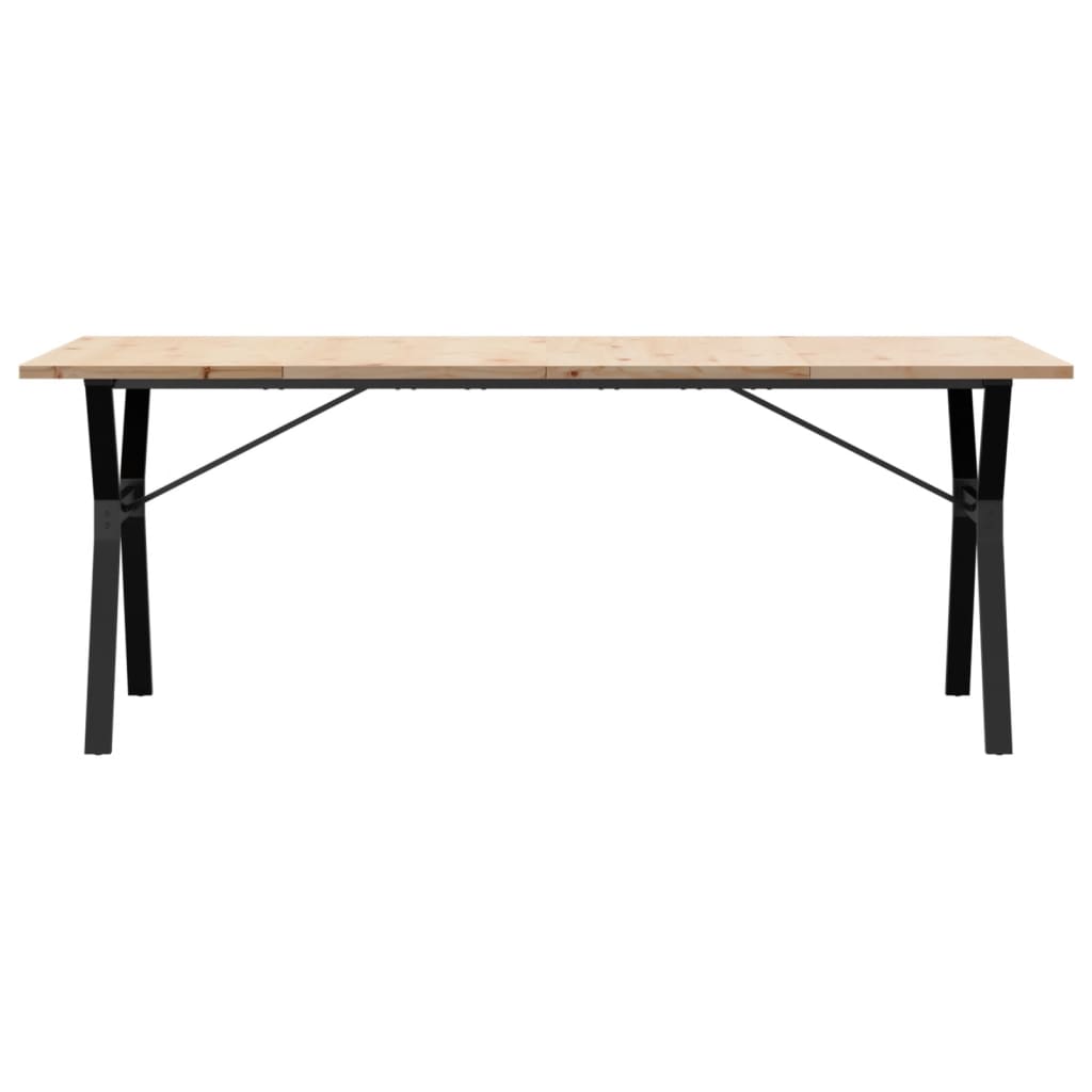 Valgomojo stalas, 200x100x75,5cm, pušis ir plieninis, Y formos