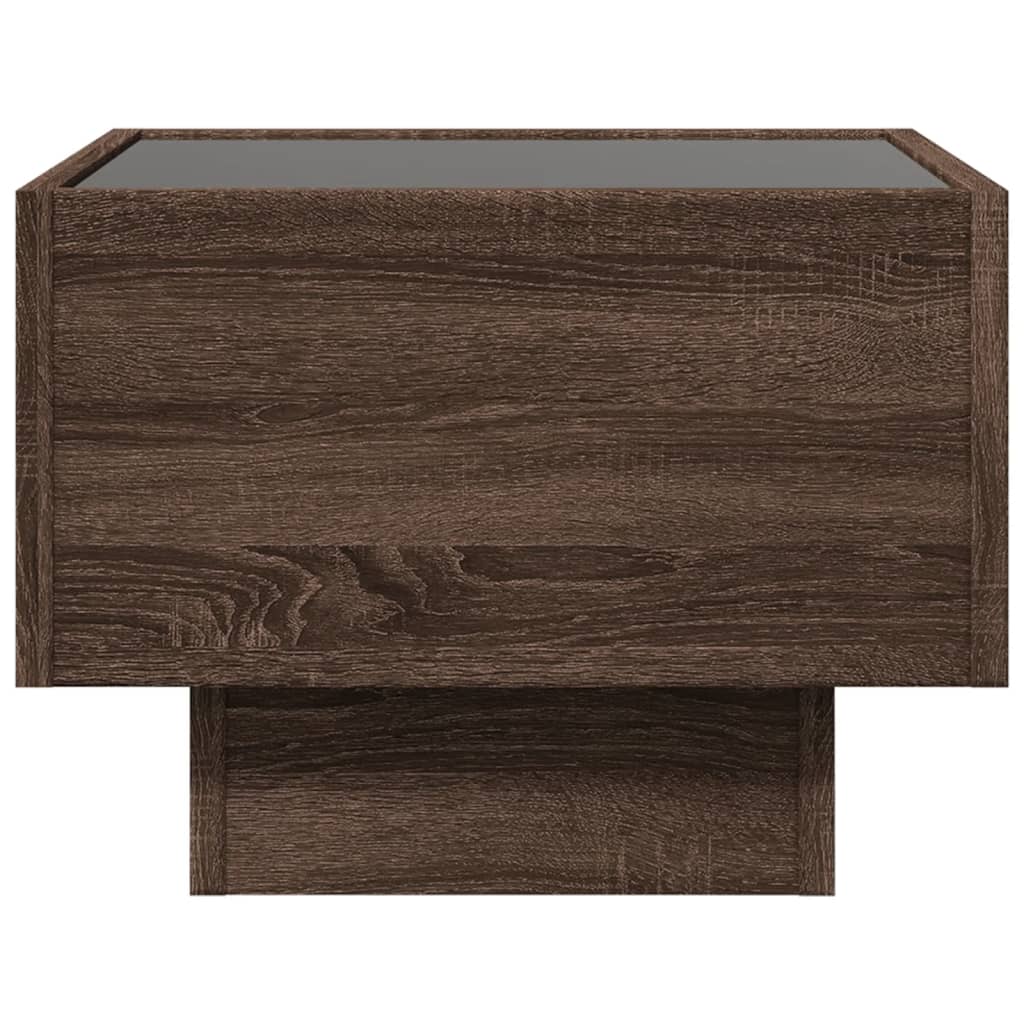 Side table with LED, brown oak, 40x40x30cm, wood