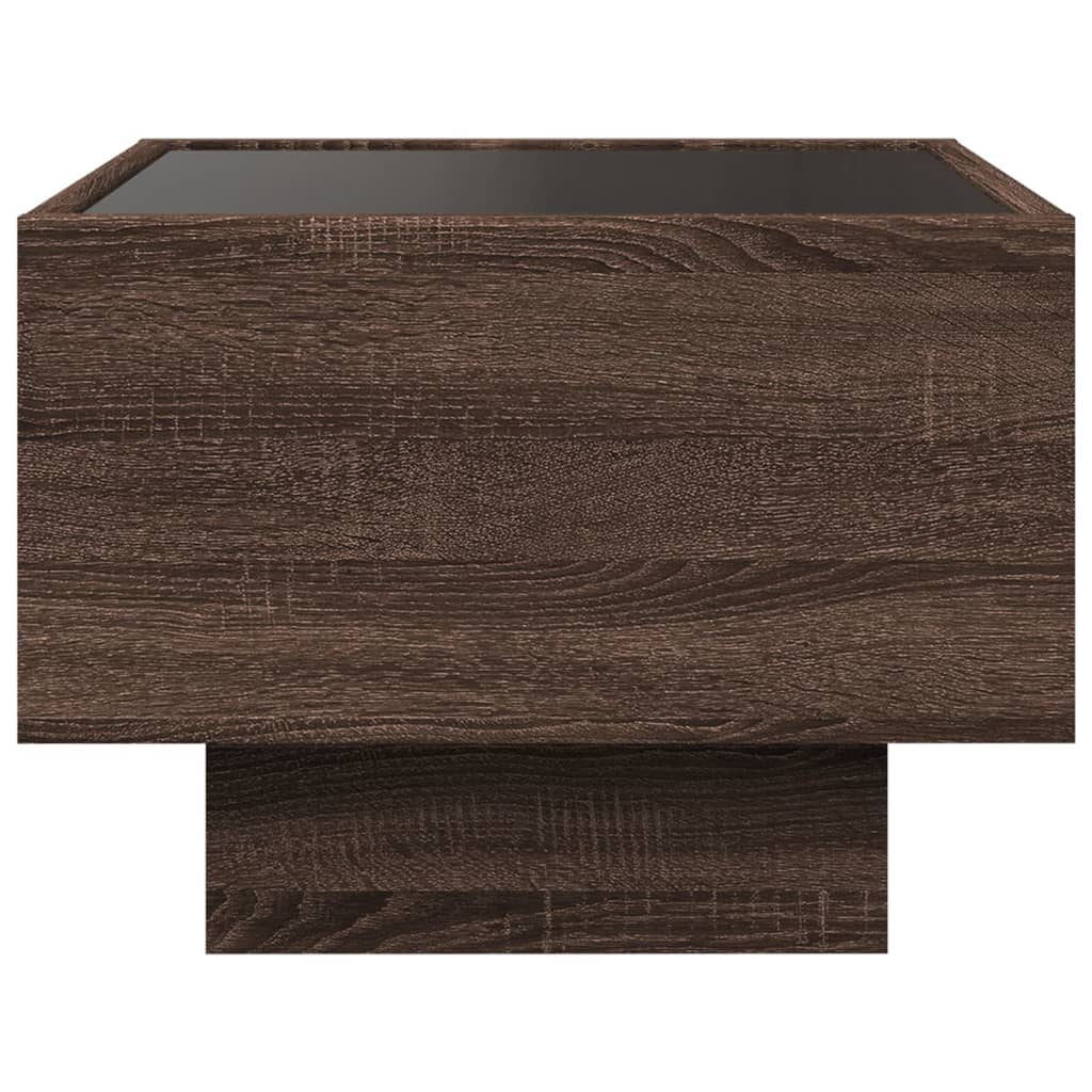 Side table with LED, brown oak, 40x40x30cm, wood