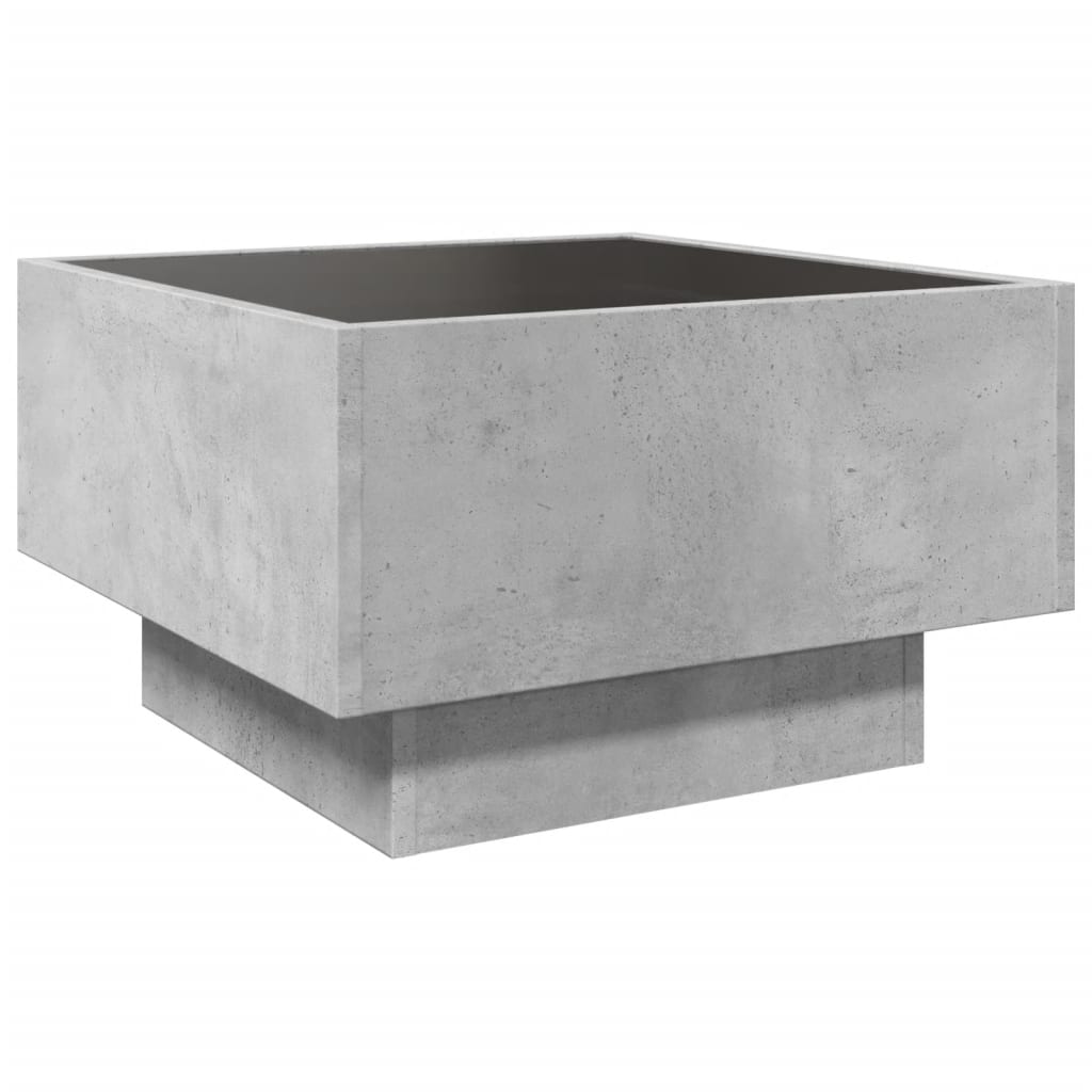 Kavos staliukas su LED, betono, 50x50x30cm, apdirbta mediena
