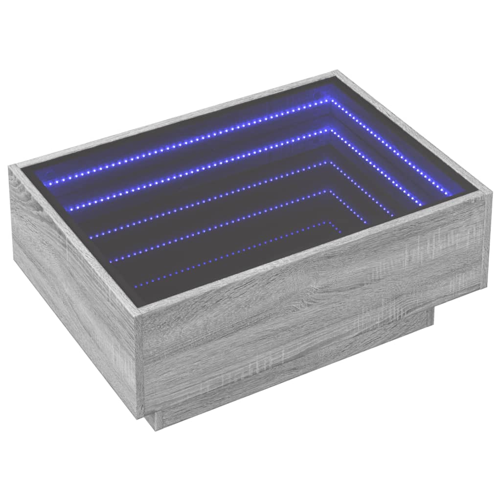 Coffee table with LED, gray oak, 70x50x30cm, wood