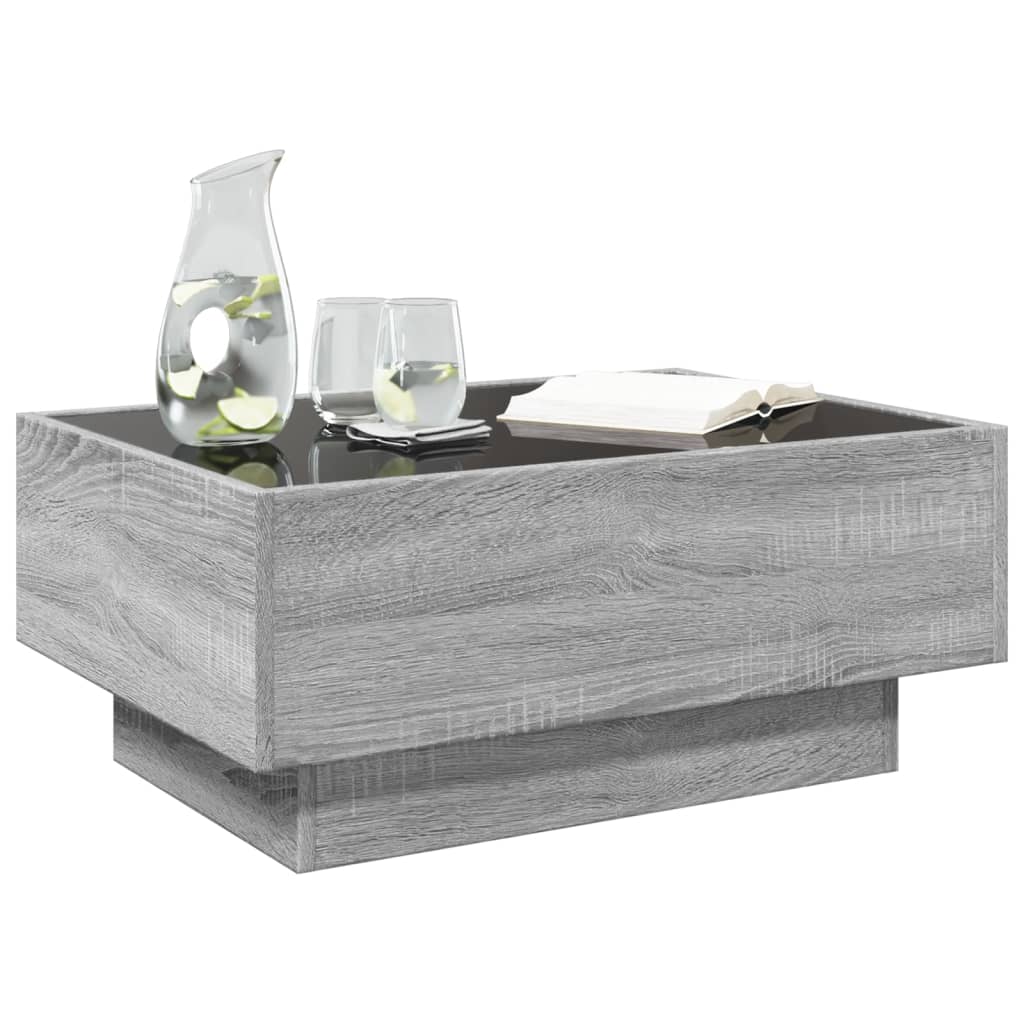 Coffee table with LED, gray oak, 70x50x30cm, wood