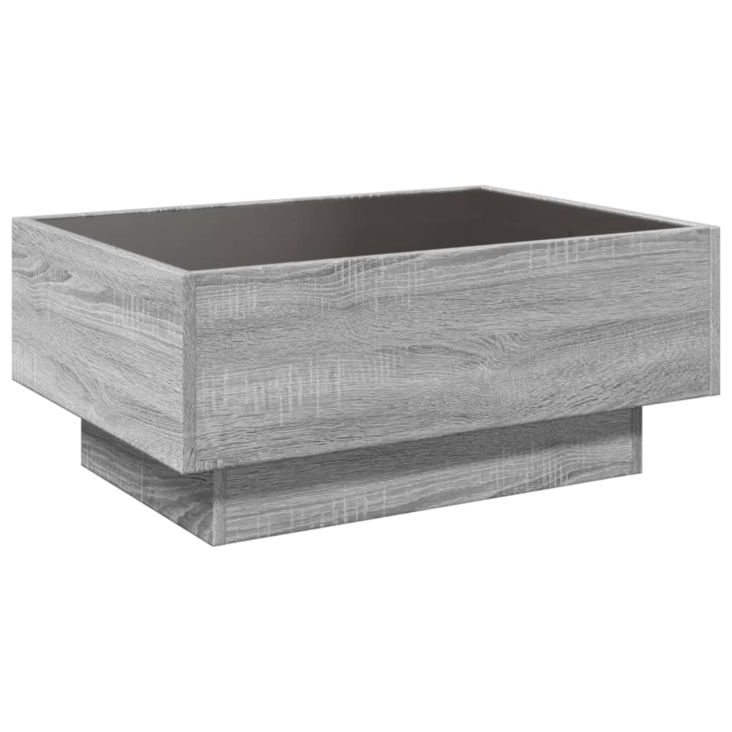 Coffee table with LED, gray oak, 70x50x30cm, wood