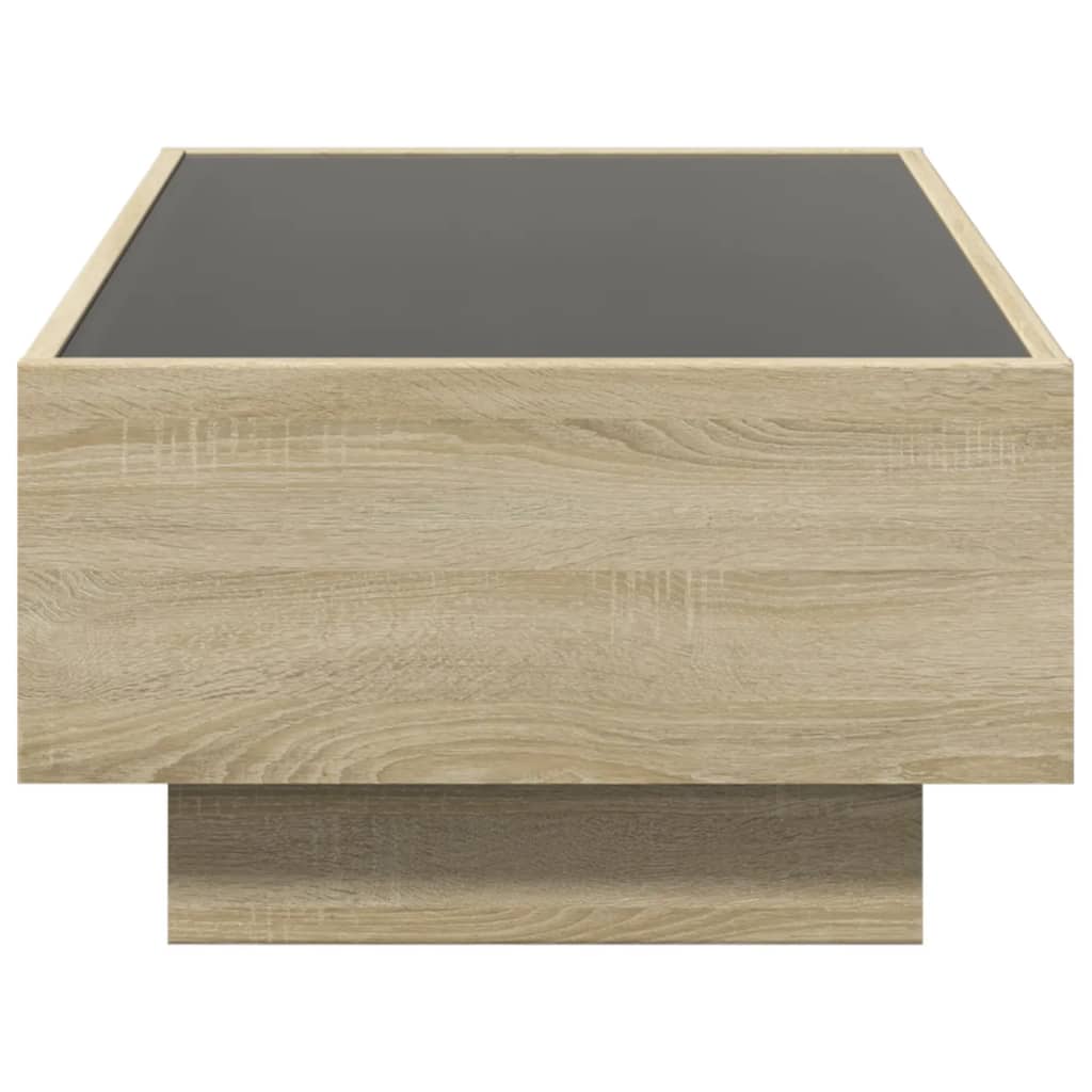 Kafijas galdiņš ar LED apgaismojumu, ozolkoka, 90x50x30 cm, apstrādāta koksne