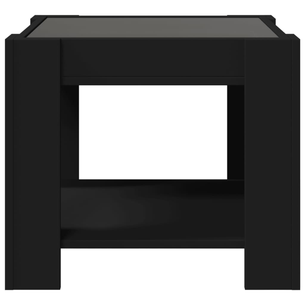 Kafijas galdiņš ar LED, melns, 53x53x45cm, apstrādāta koksne