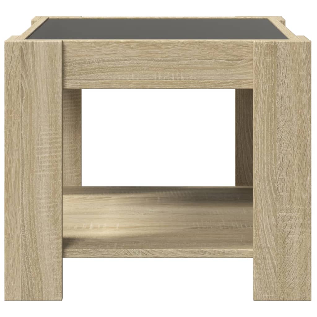 LED Coffee Table, Oak, 53x53x45cm, Engineered Wood
