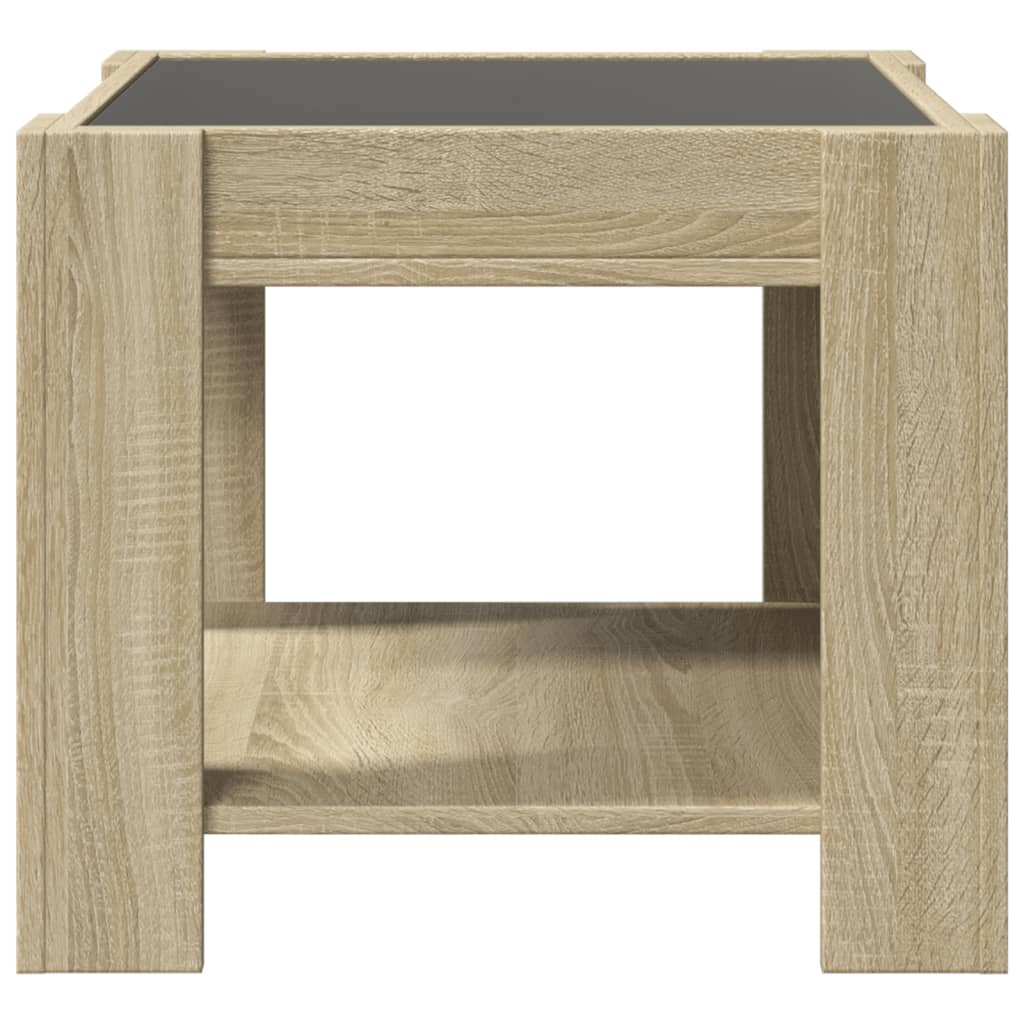 LED Coffee Table, Oak, 53x53x45cm, Engineered Wood