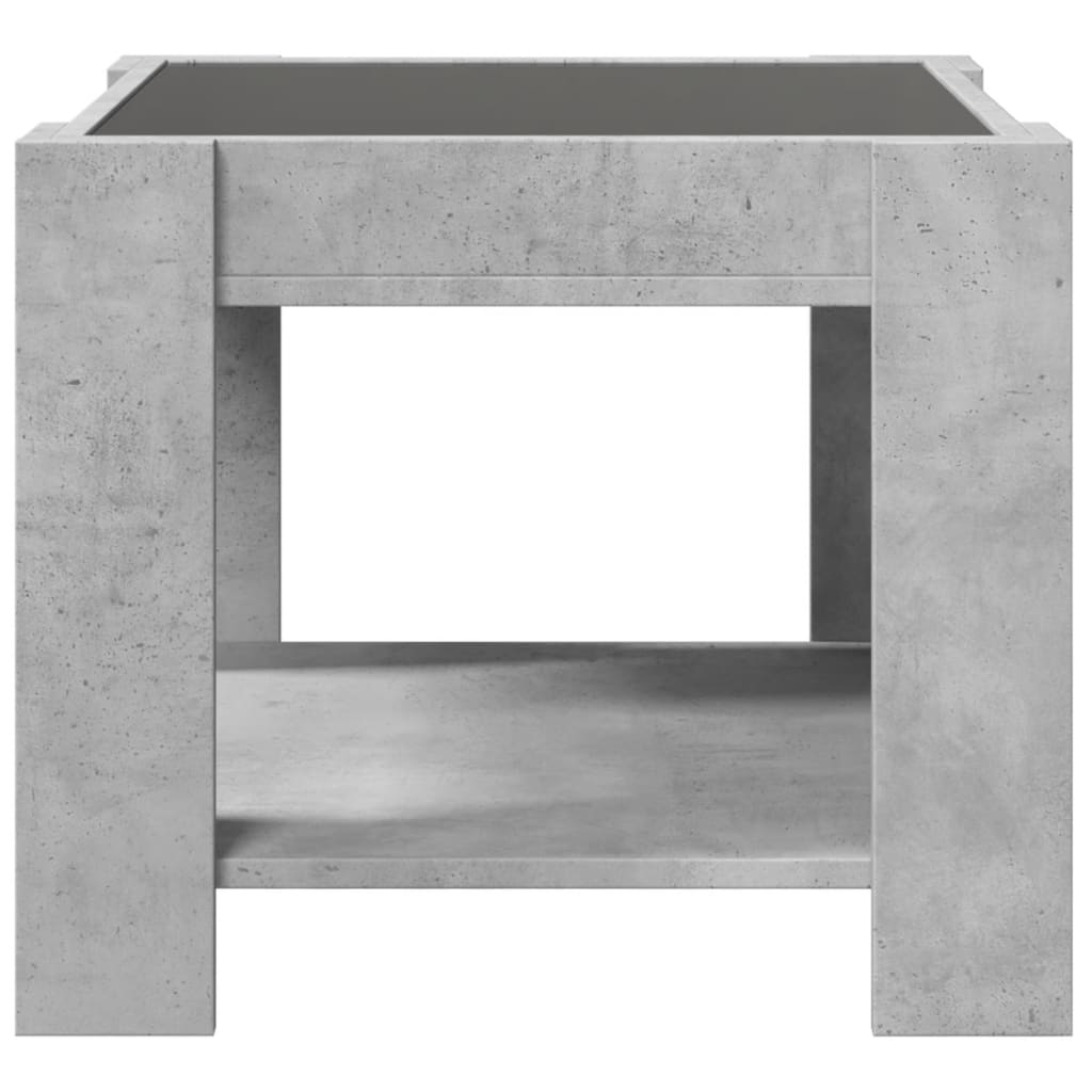 LED coffee table, concrete, 53x53x45cm, reclaimed wood