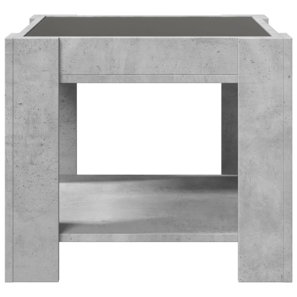 LED coffee table, concrete, 53x53x45cm, reclaimed wood