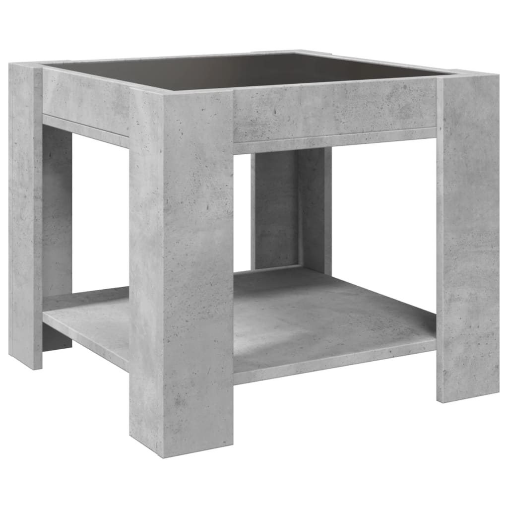 LED coffee table, concrete, 53x53x45cm, reclaimed wood