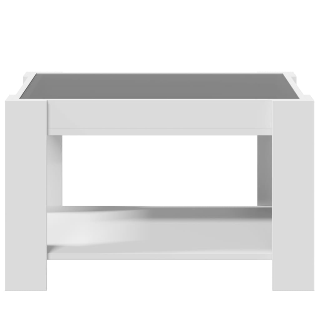 Coffee Table with LED, White, 73x53x45cm, Engineered Wood