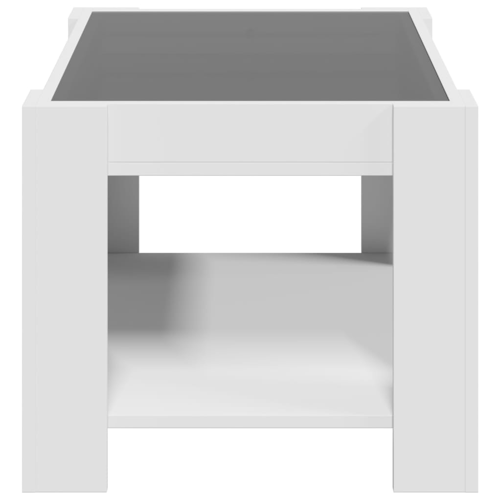 Coffee Table with LED, White, 73x53x45cm, Engineered Wood