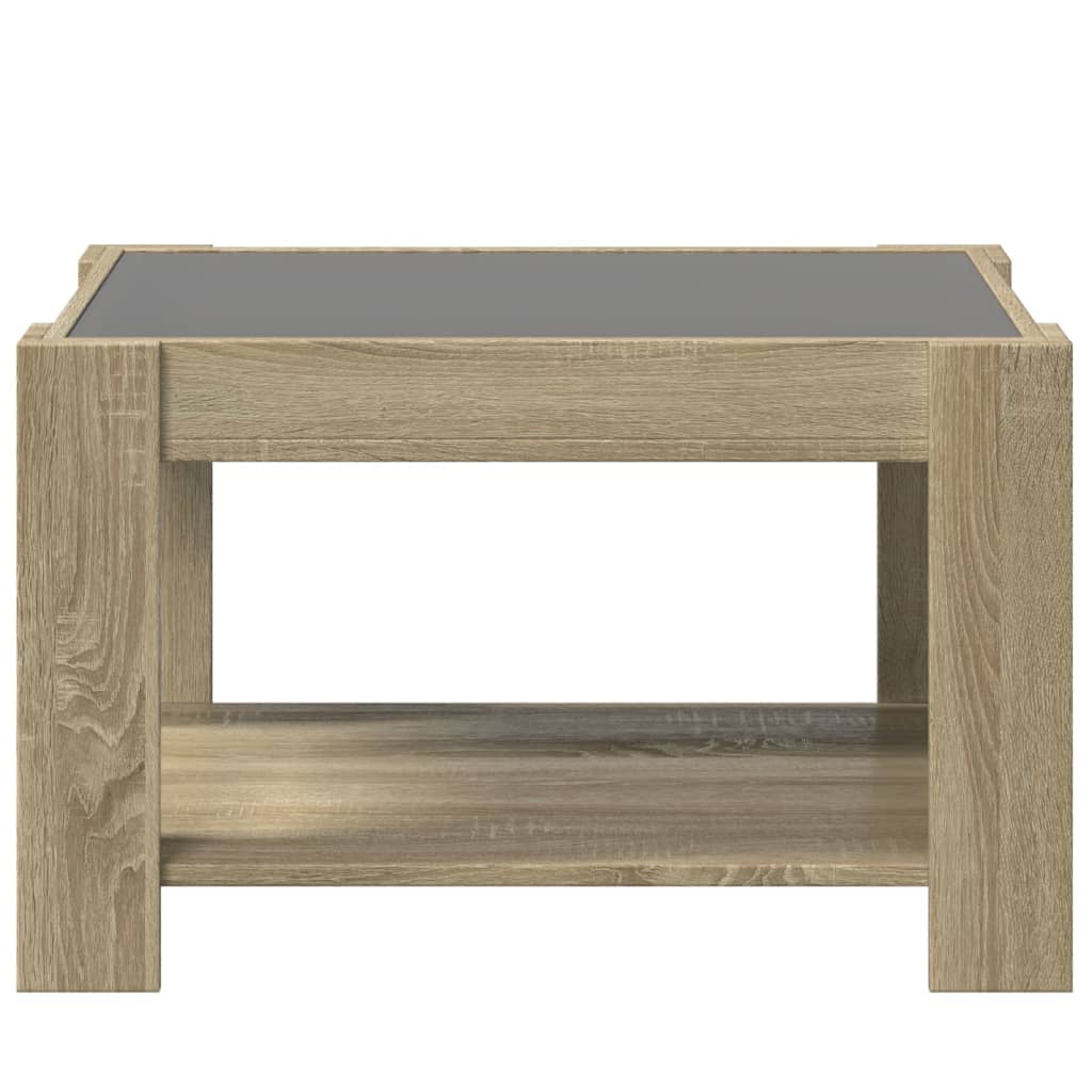 Kafijas galdiņš ar LED, ozolkoks, 73x53x45cm, apstrādāta koksne