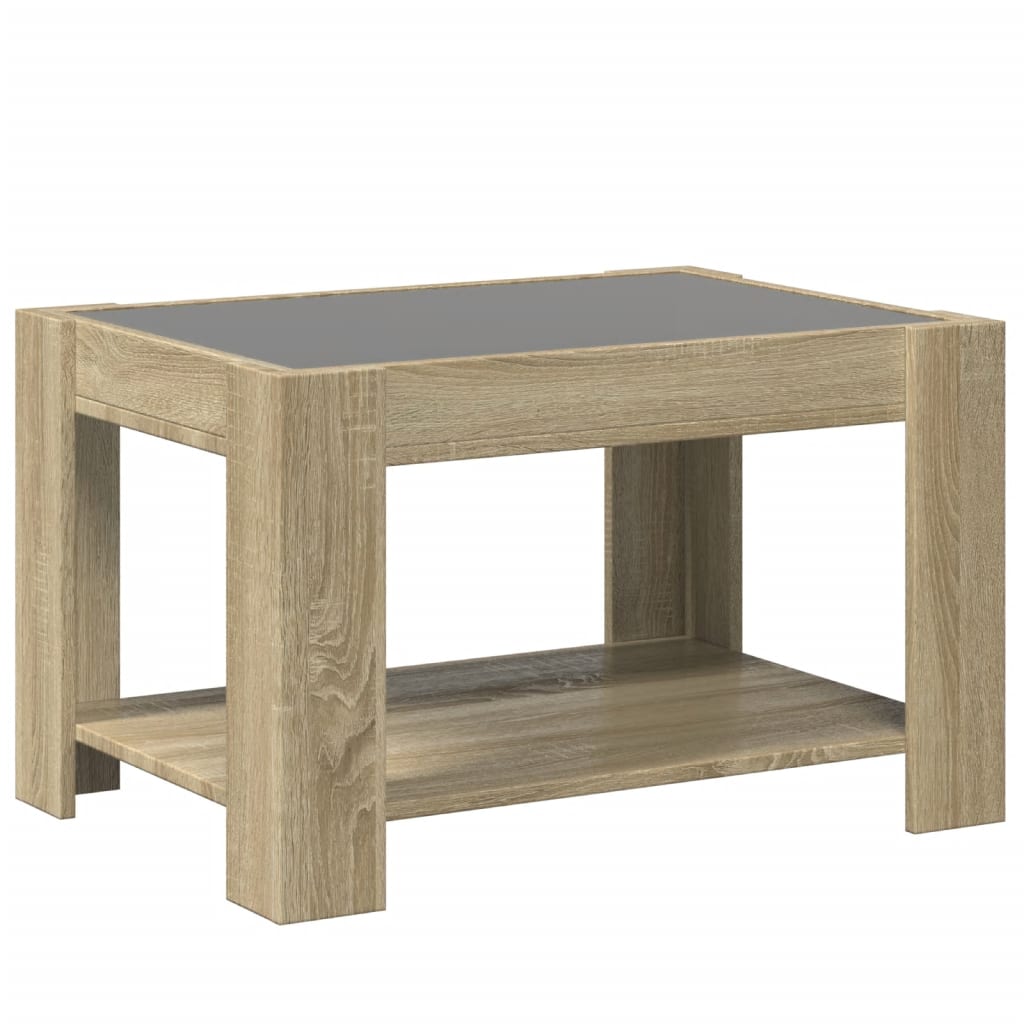 Kafijas galdiņš ar LED, ozolkoks, 73x53x45cm, apstrādāta koksne