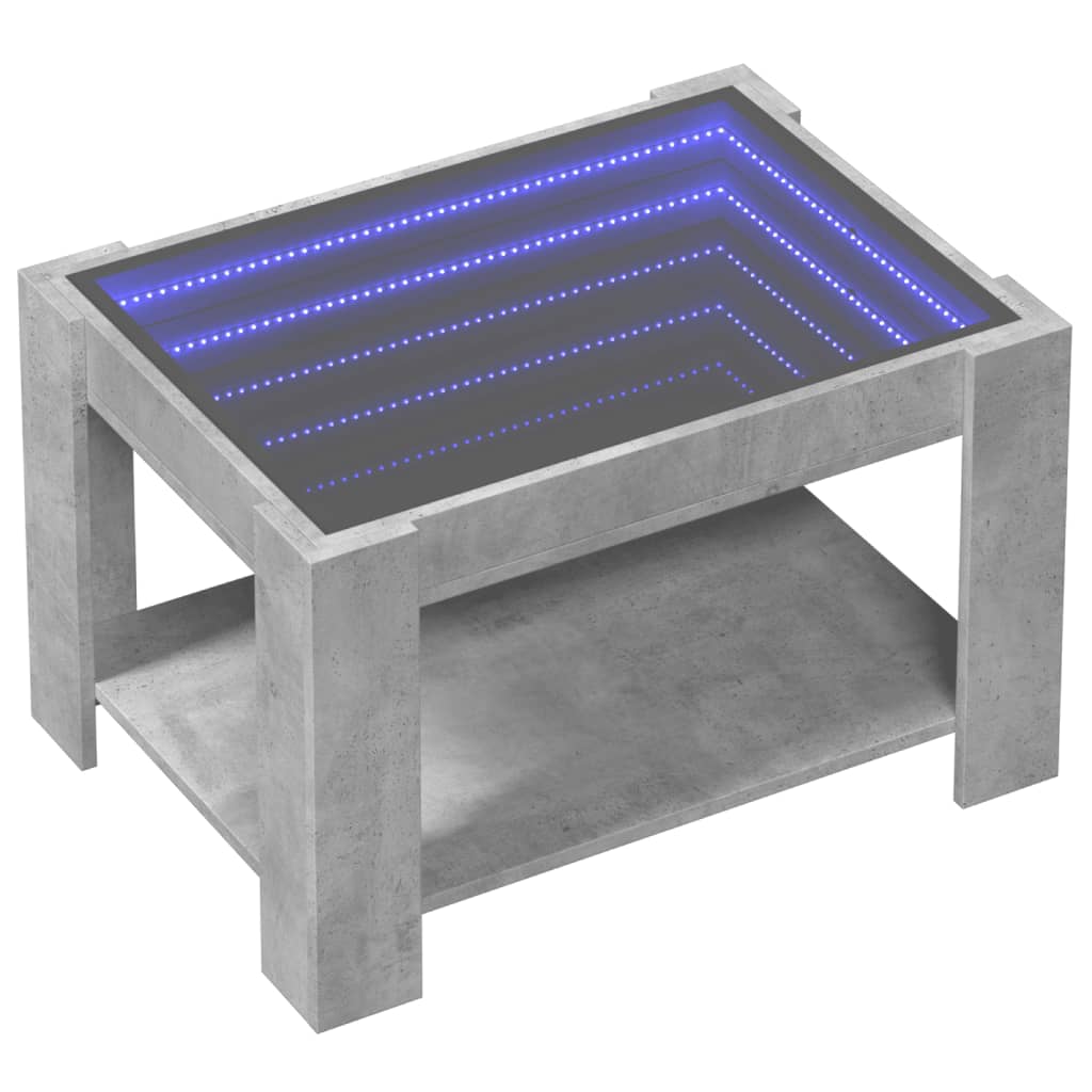 Kafijas galdiņš ar LED, betona, 73x53x45cm, apstrādāta koksne