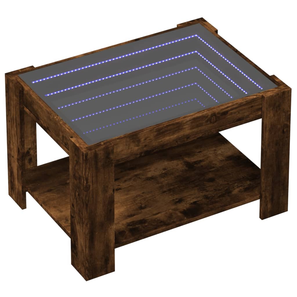 Coffee table with LED, smoky oak, 73x53x45cm, wood