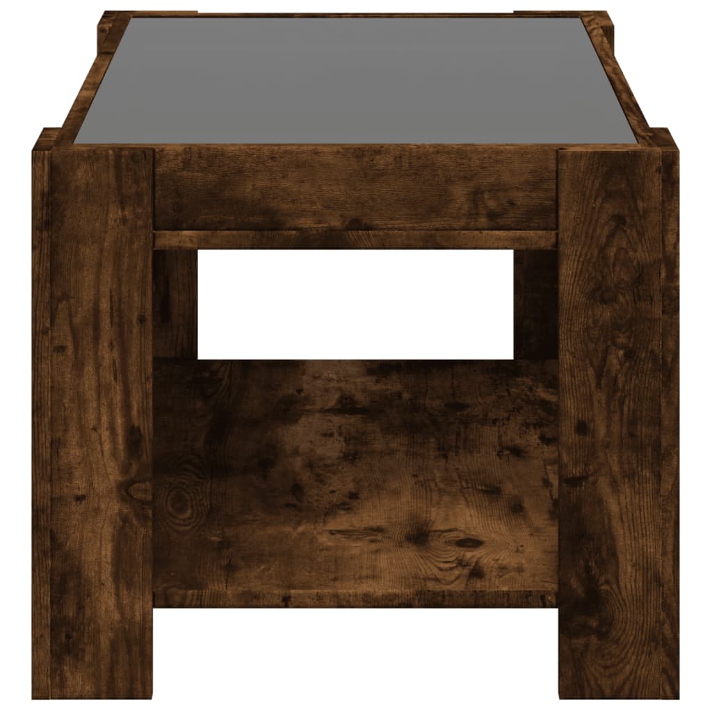 Coffee table with LED, smoky oak, 73x53x45cm, wood