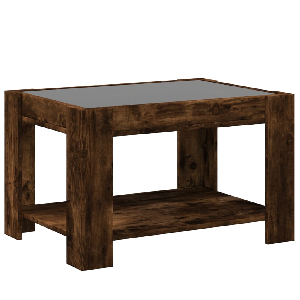 Coffee table with LED, smoky oak, 73x53x45cm, wood