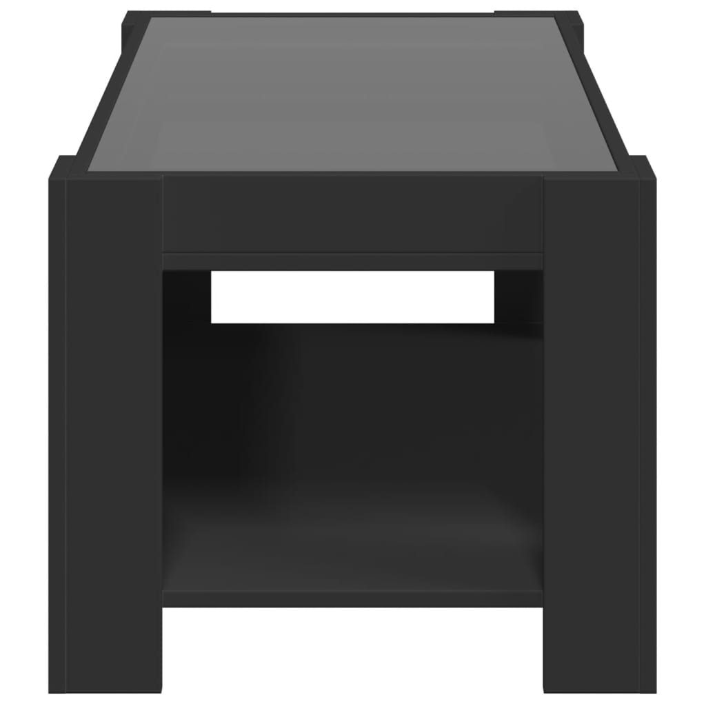 Kafijas galdiņš ar LED, melns, 93x53x45cm, apstrādāta koksne