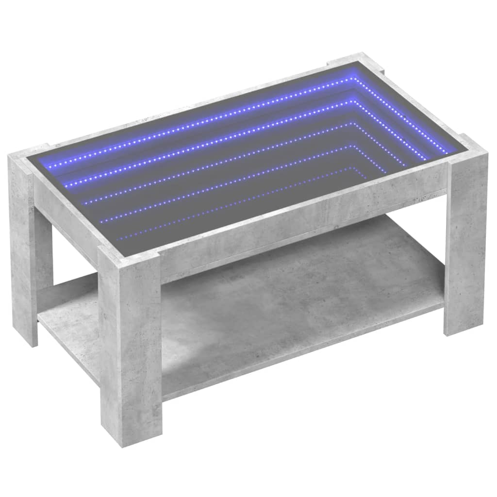 Coffee Table with LED, Concrete, 93x53x45cm, Engineered Wood