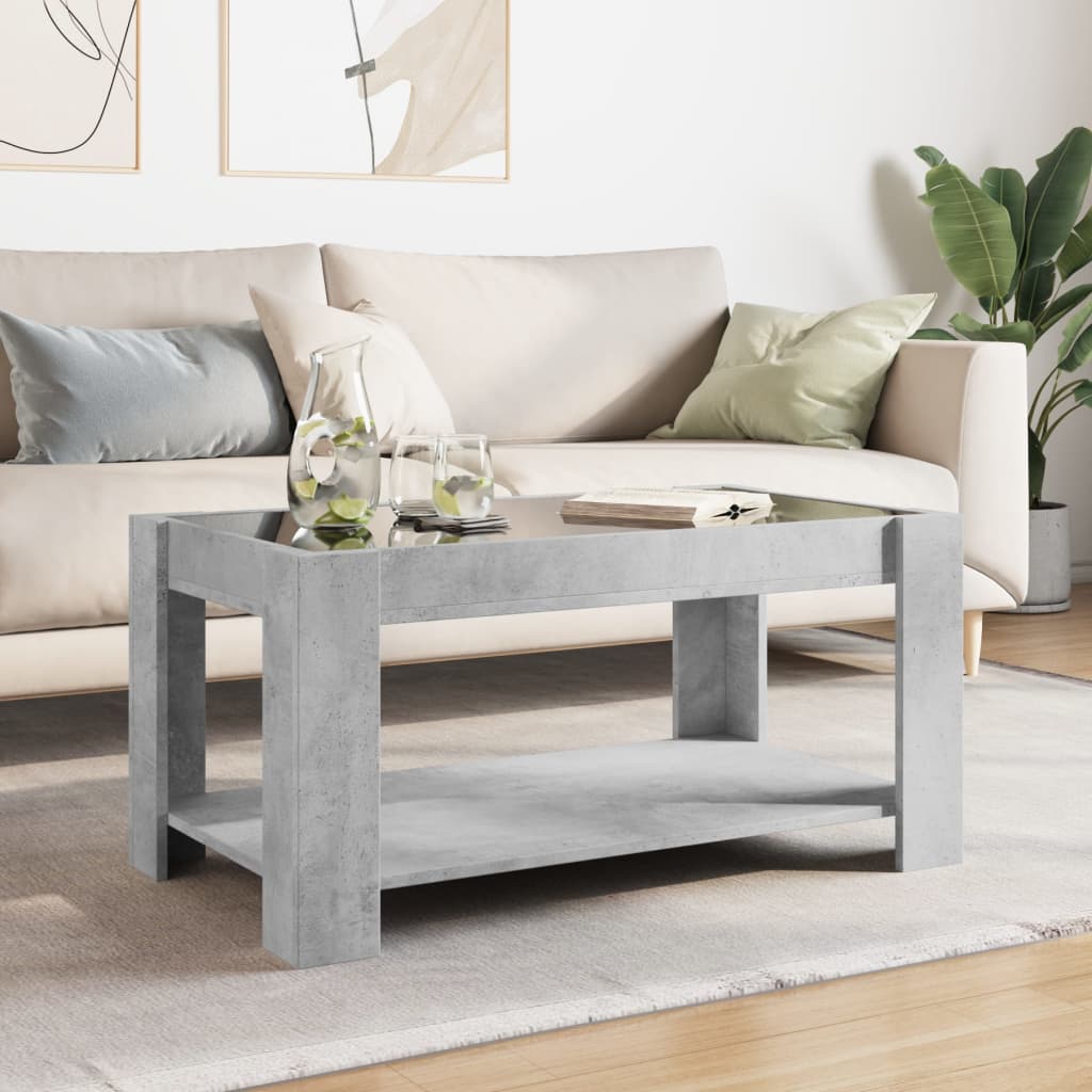 Coffee Table with LED, Concrete, 93x53x45cm, Engineered Wood